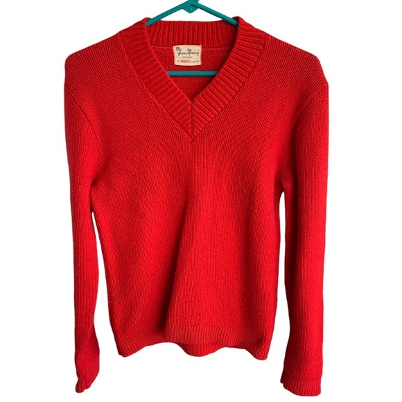 Vintage 50s V-neck Sweater House of Morrison Wool Blend Preppy Mens Womens Small - Picture 1 of 4